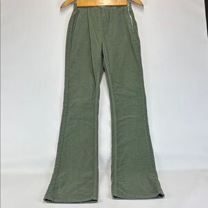 WE THE FREE (FREE PEOPLE) Green Corduroy Pull On Flare Pants Size 26